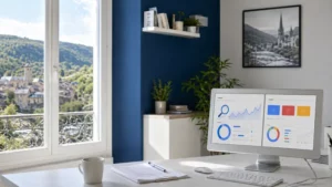 Dirigeant de TPE comparant SEO et Google Ads pour développer sa visibilité en ligne